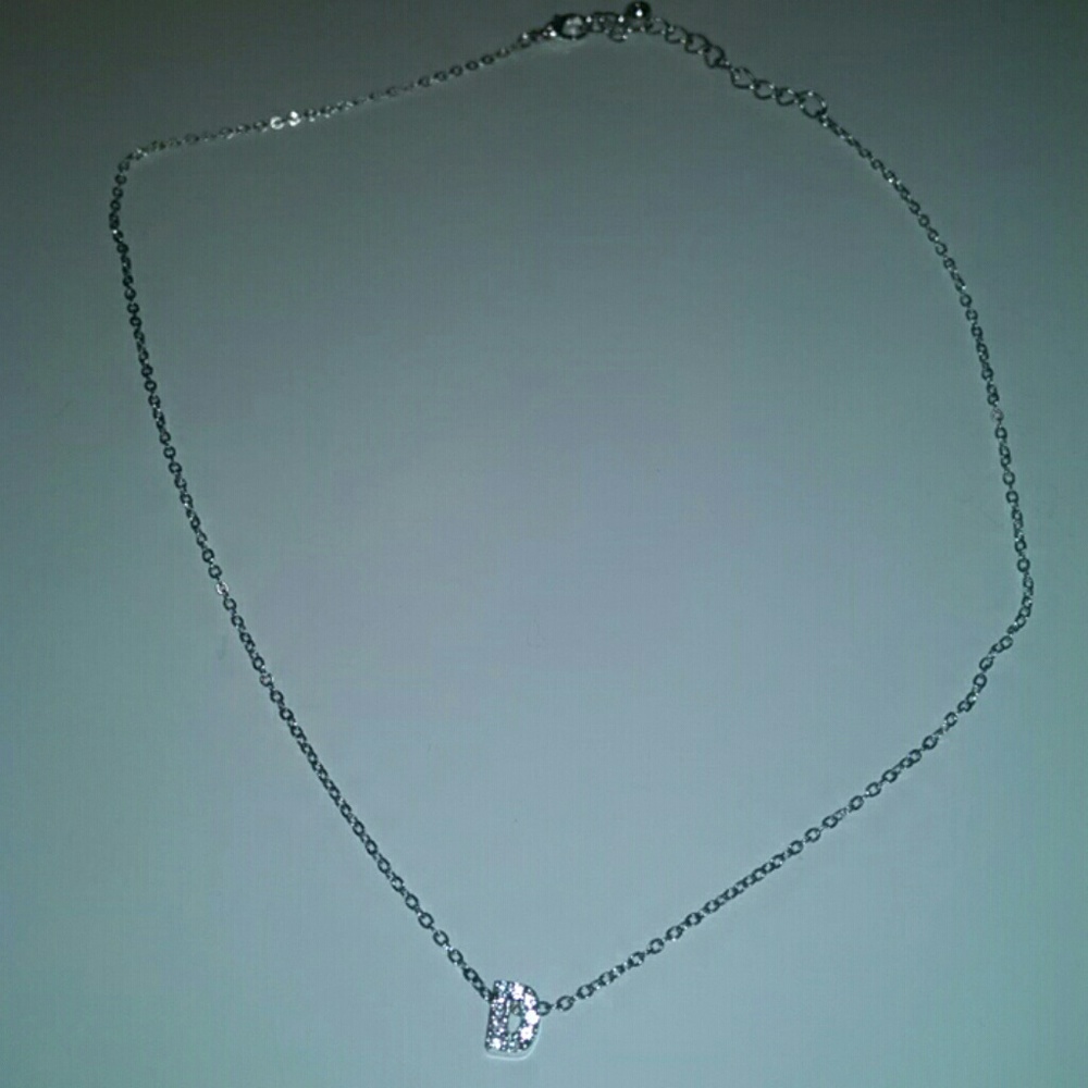 Silver Tone Necklace with D Charm
